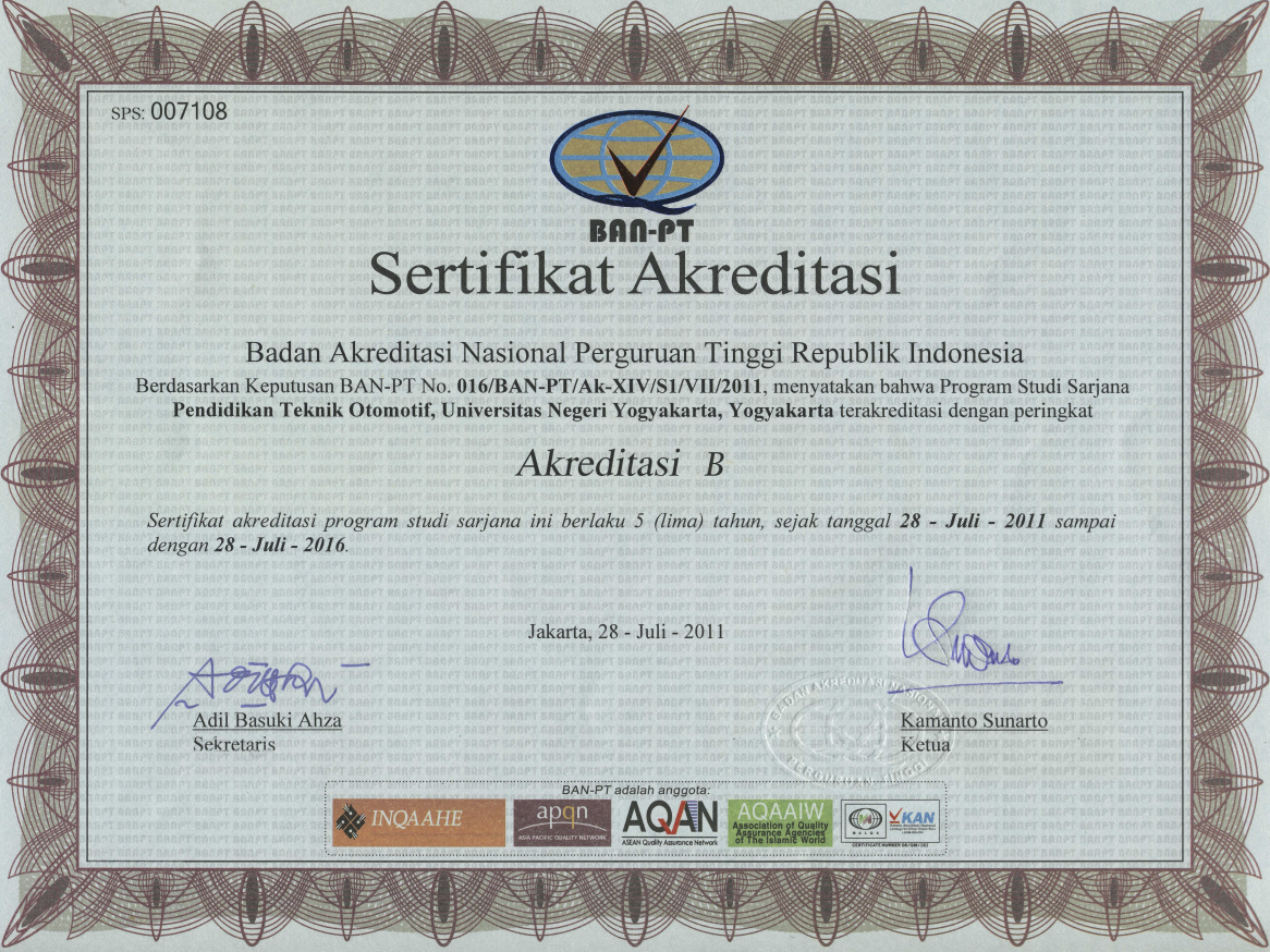 Sertifikat Akreditasi B